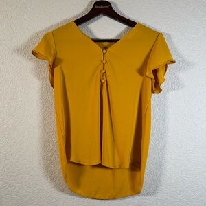 LOFT Casual Business Office Button Up Top Yellow XXSP
